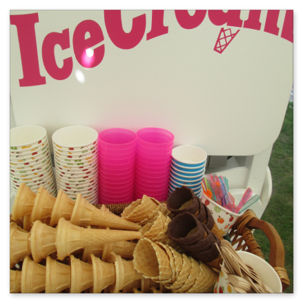 hire an ice cream cart for company office event