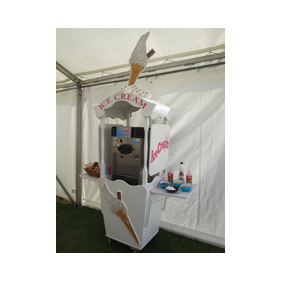 hire a soft serve mr. whippy ice cream machine with a display cart for wedding reception festival in home garden. oxfordshire, hertfordshire, hampshire, surrey.