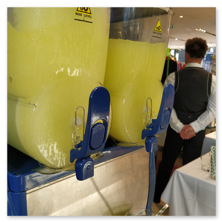 we require to hire a frozen cocktail maker with an attendant for our corporate summer function, the service should include mixes, recyclable glasses and straws.