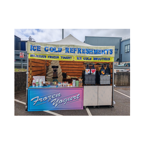 rent a mobile frozen yogurt cart for corporate fun day.
