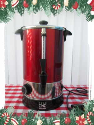 small urn to heat mulled wine